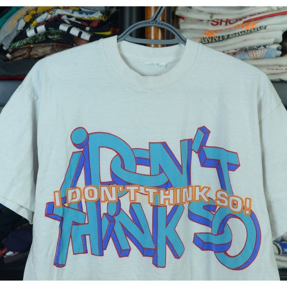 90s I Don't Think So Men's Large Single Stitch VTG Art Tee - Picture 2 of 5